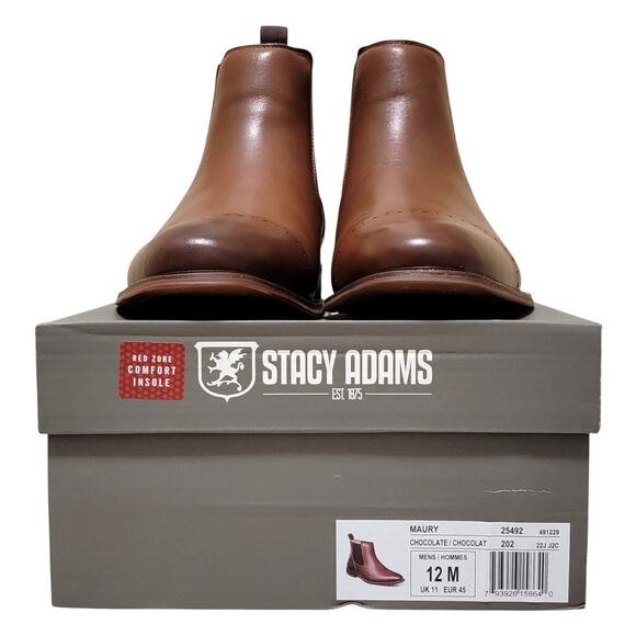 Stacy Adams Men Maury Slip On Cap Toe Chelsea Boots Size US 12M Chocolate Brown - Picture 6 of 6